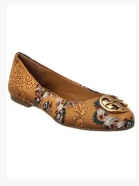 Tory Burch Chelsea Brocade Sunset Bonfire Ballet Flat Size 9